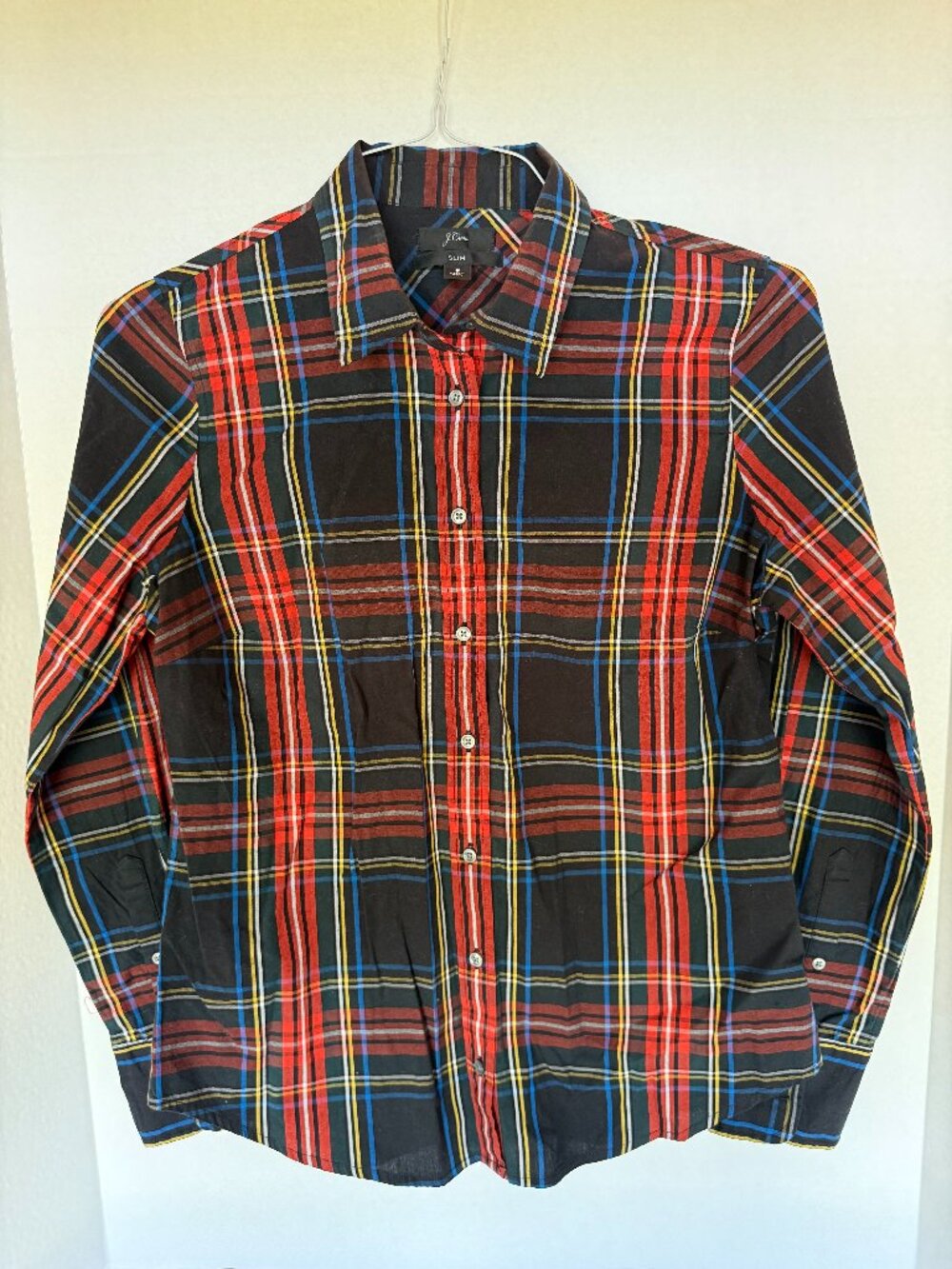 J Crew Slim size 8 Tartan Plaid button down Women's Shirt A-027